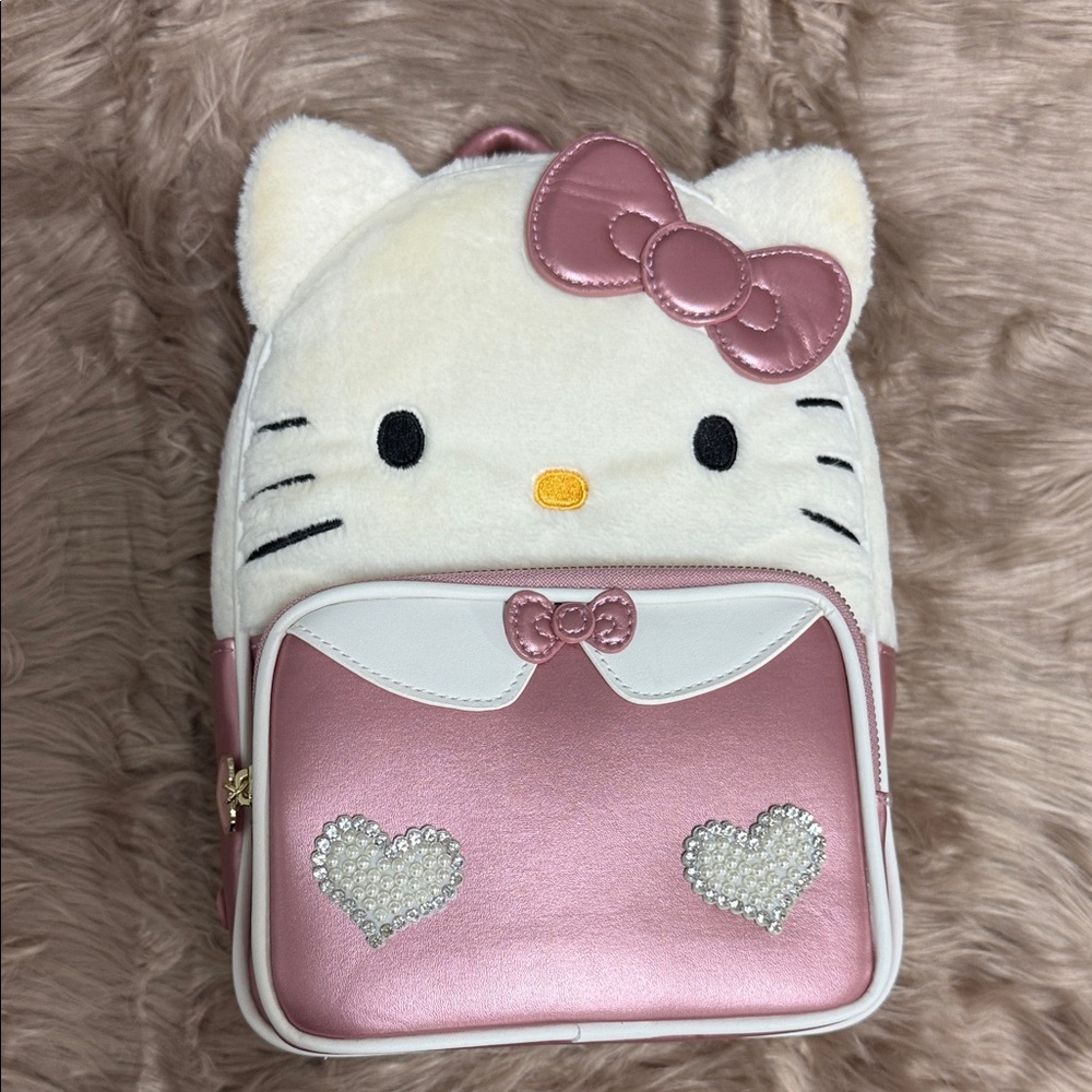 Hello Kitty Universe Rhinestone Fuzzy Plush Mini Backpack Loungefly Sanrio